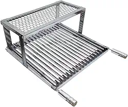 Grelha Argentina Com Grelha Auxiliar e Coletor de Gordura 100% Inox Para Churrasco(40x50)