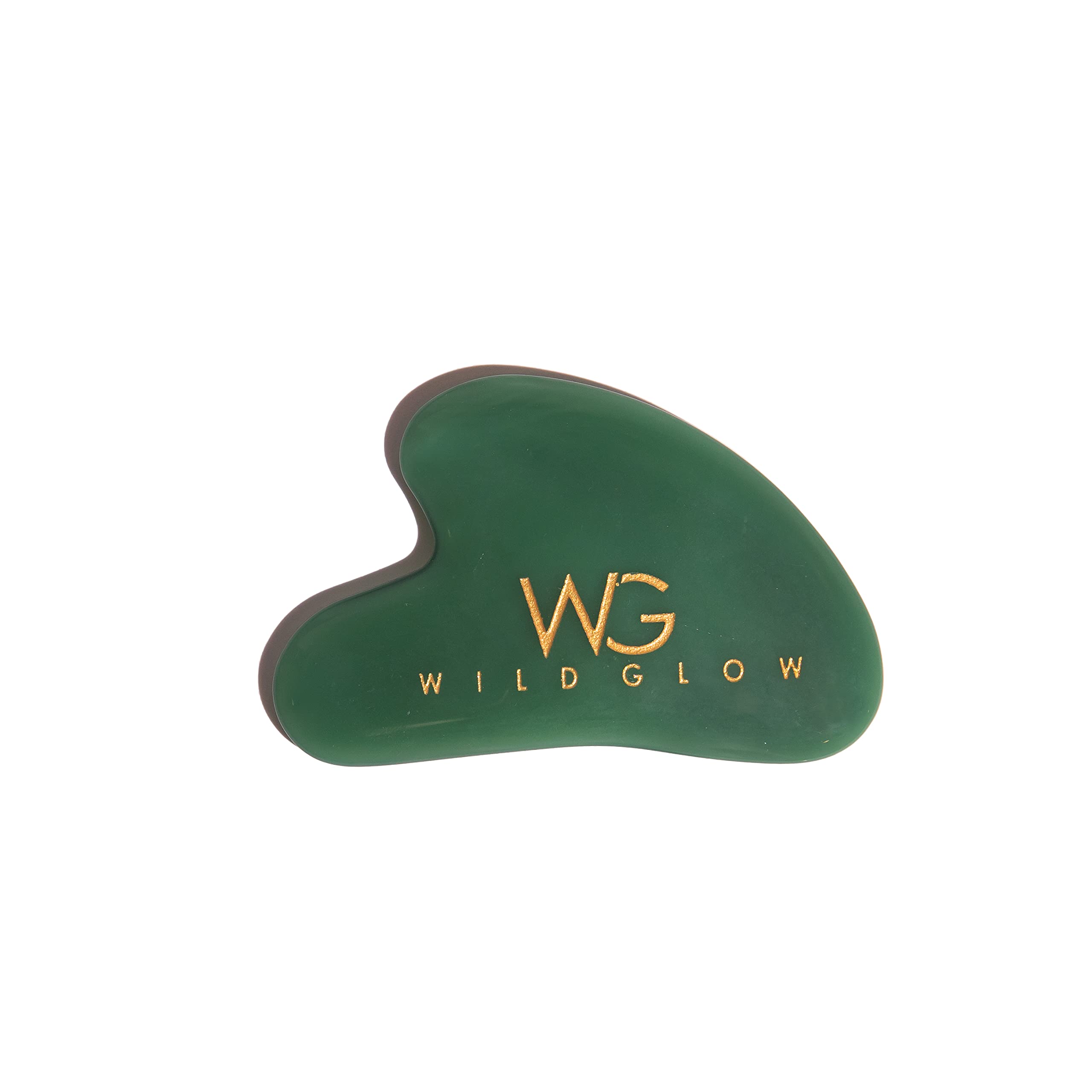 WildGlow Brazilian Green Jade Gua sha, with Real Brazilian Stone, Stimulate the skin tone, Reduce fine lines, Minimize puffiness, Reduces dark circles.