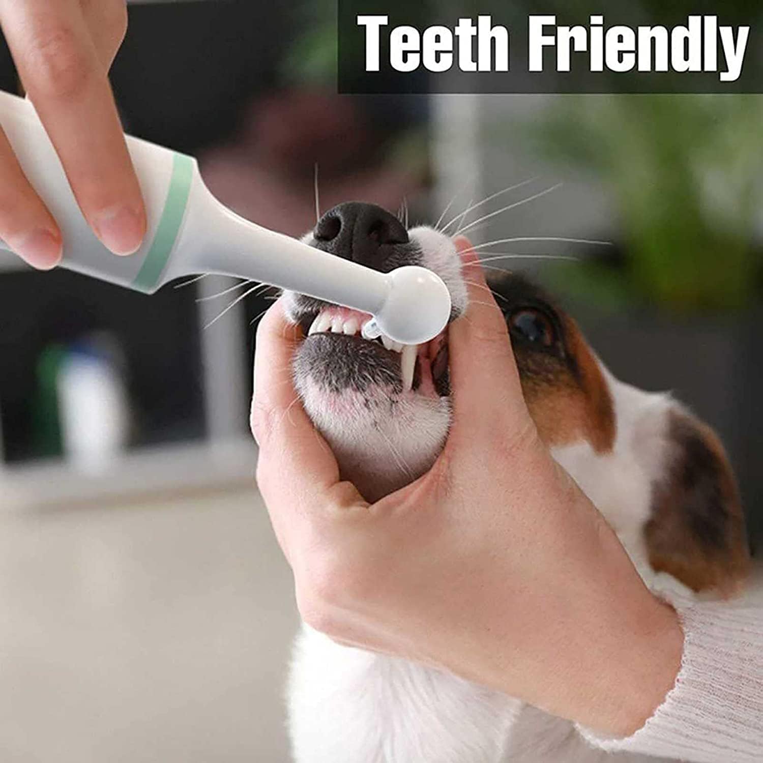 Cepillo de dientes eléctrico para mascotas, herramienta de limpieza de boca de perro, cepillo de dientes ultrasónico para perro con 4 cabezales de cepillo para borrador de manchas, pulidor de dientes