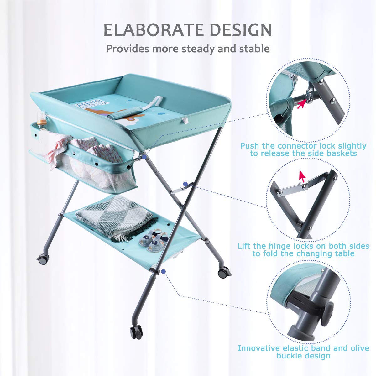 EGREE Baby Changing Table Portable Folding Diaper Changing Station with