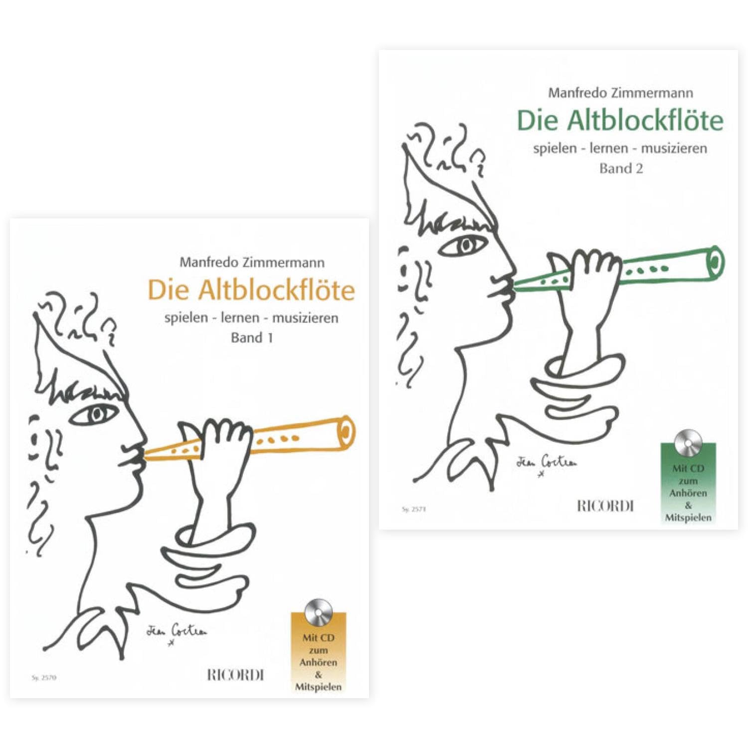 Die Altblockflöte Band 1 + 2 | mit Audiotracks | Spielen - lernen - musizieren | Ricordi Berlin | SY 2570 + SY 2571 | ISBN 9783931788643 + 9783931788650 | Soundman Piano-Bleistift