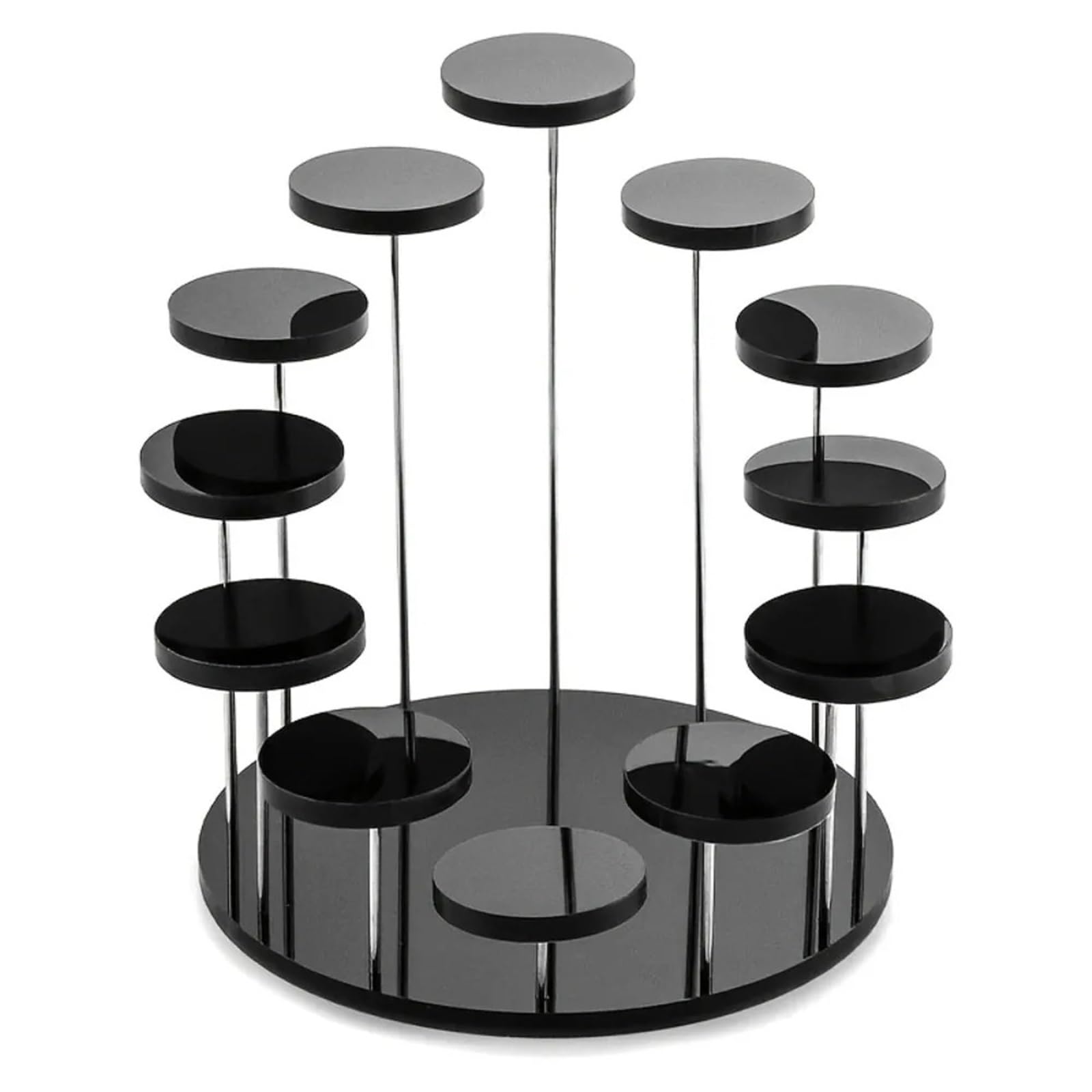 QuxetlRyz Perfume Organiser Display Risers 12-Tier Black Display Stand Multi-Layer Ladder Tray for Rings Watches, Jewelry, Perfume and Desserts Thickened Organizer