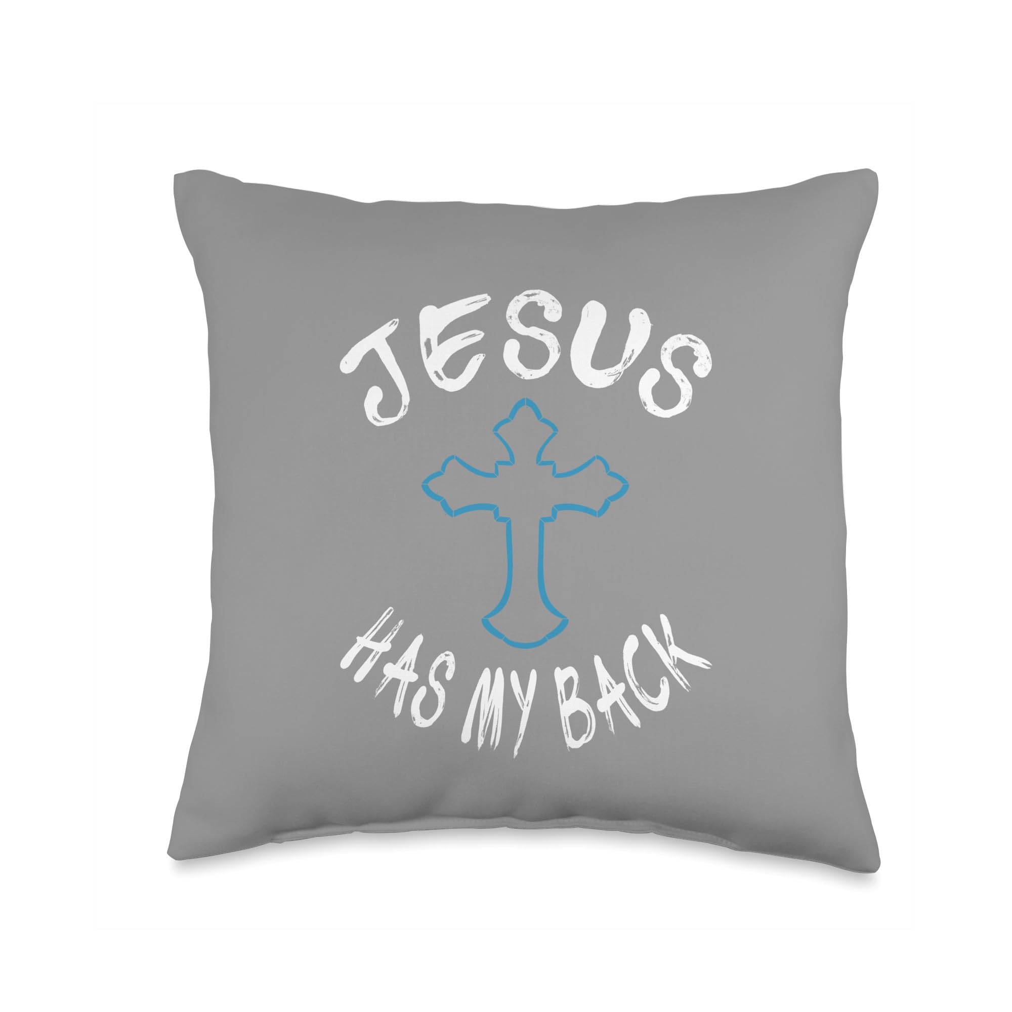 PTL Designs Jesus Has My Back-Distressed Throw Pillow, 16x16, Multicolor