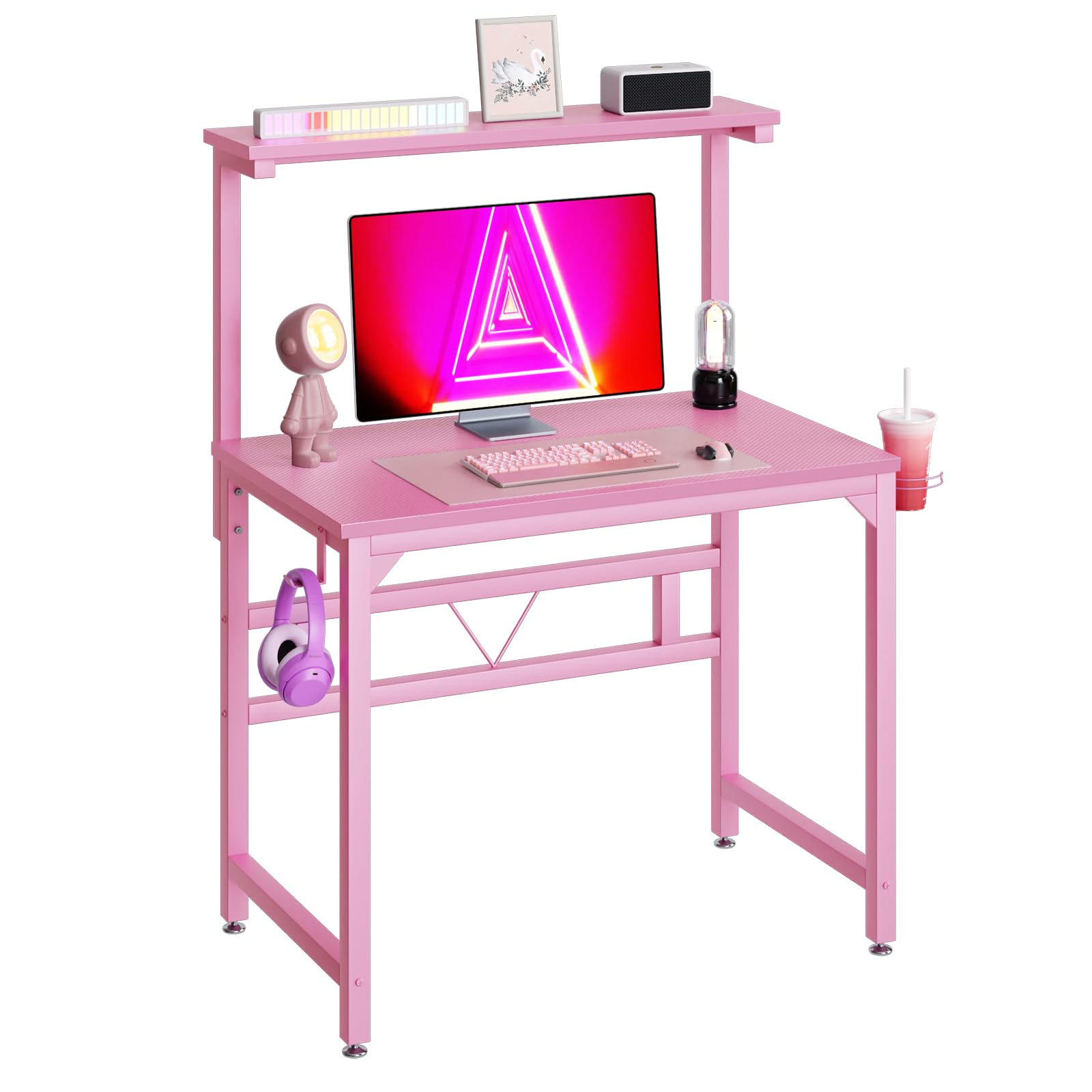 TREETALK Scrivania da gaming, scrivania per computer con grande supporto per mon