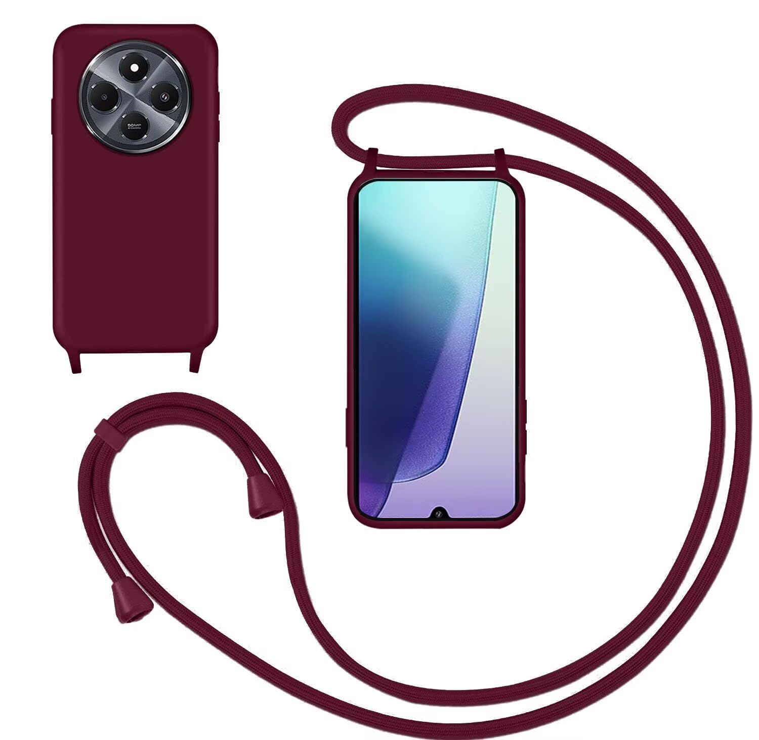 Moex Cover Con Cinturino Per Xiaomi Redmi 14C / Poco C75: Custodia In Silicone E Catena Tracolla Regolabile - copertina