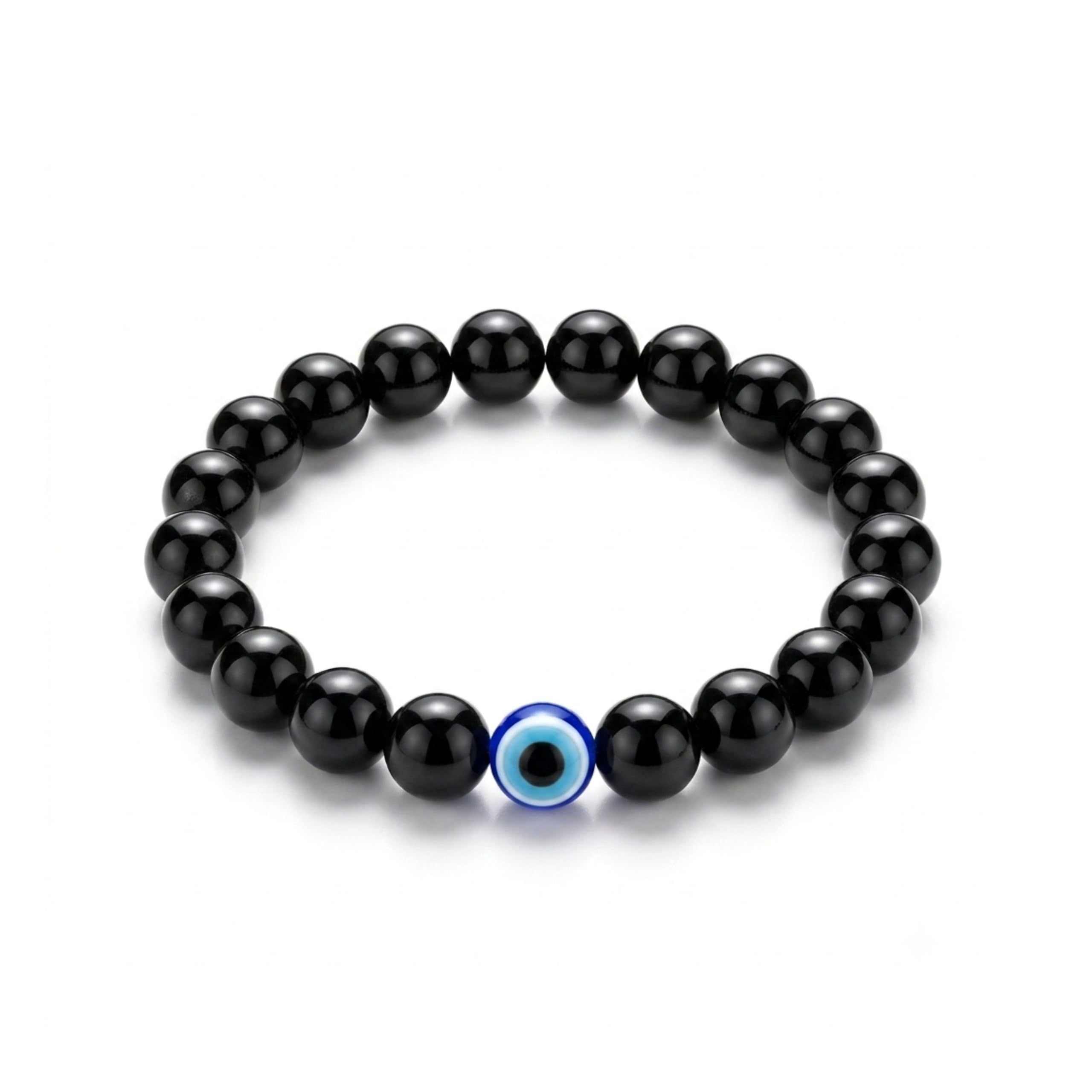 Obsidian Aura Evil Eye Beaded Bracelet-image-14