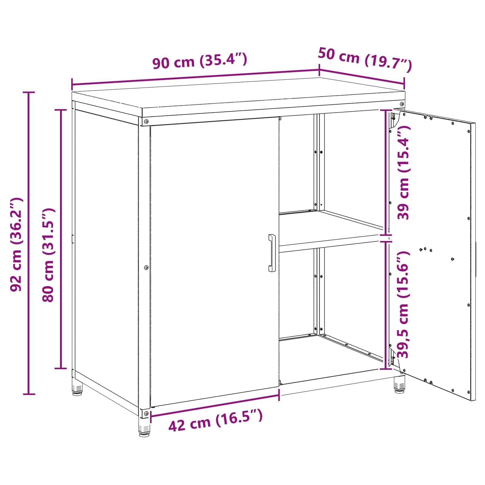 vidaXL Armadietto per Stoccaggio in Cucina HATTEM Antracite Acciaio, Cucina, Moderni sistemi di stoccaggio, scaffali rettangolari, Design Funzionale, mobili da Esterno, armadietti Eleganti