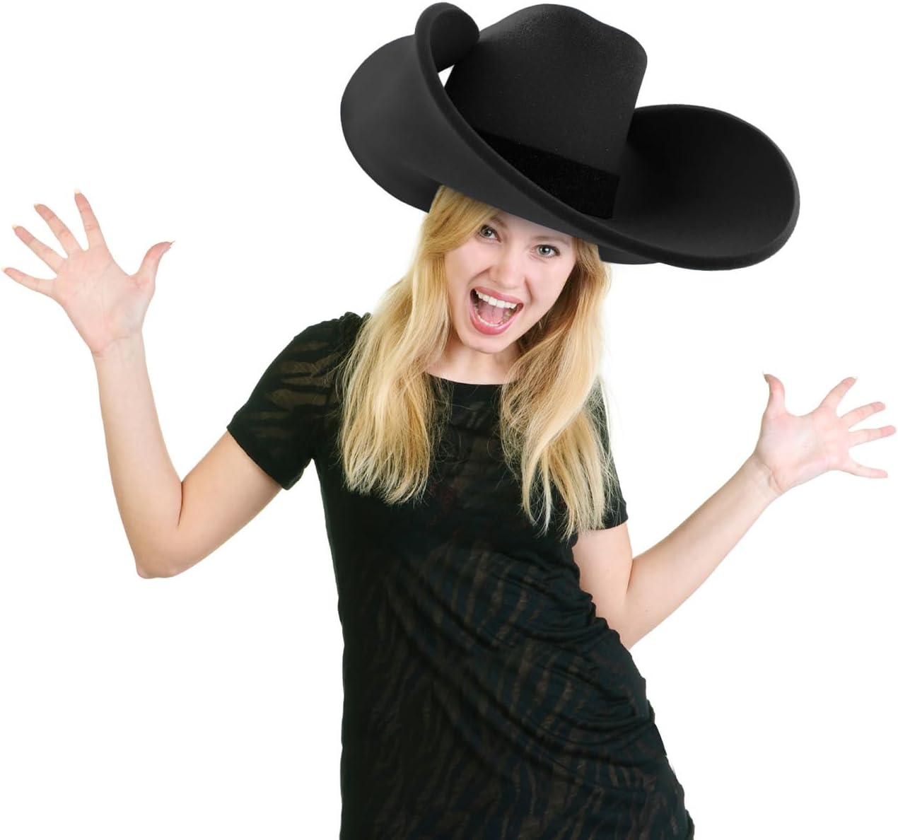 FUNSTITUTION Cowboy Hat - Giant Foam Hat - Oversized Silly, Funny Hat - Black - For Adults and Kids