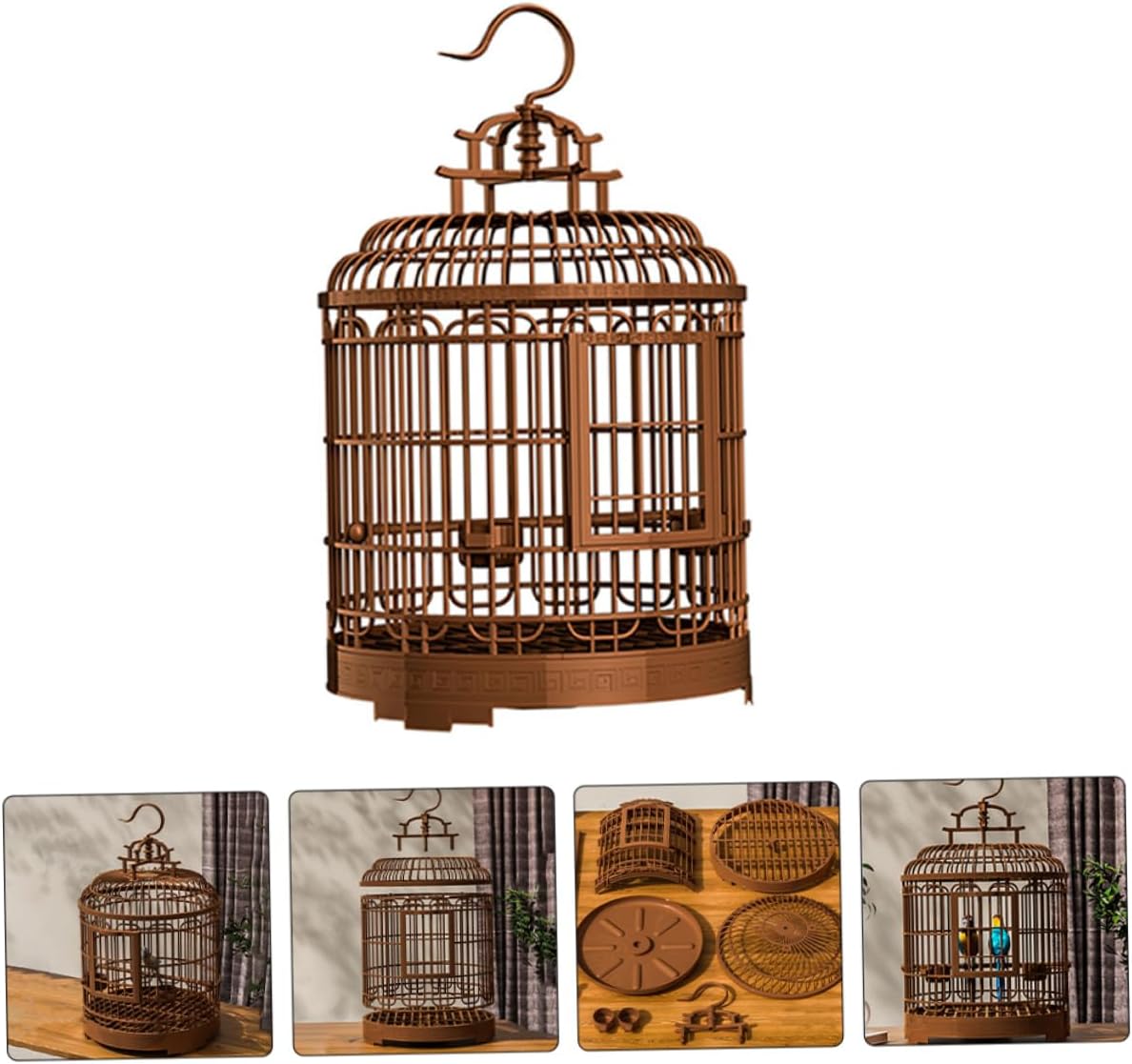 Milisten Large Portable Bird Carrier Cage for Lovebirds Parakeets and Cockatiels Retro Plastic Design Travel-Friendly for Home and Outdoor Use