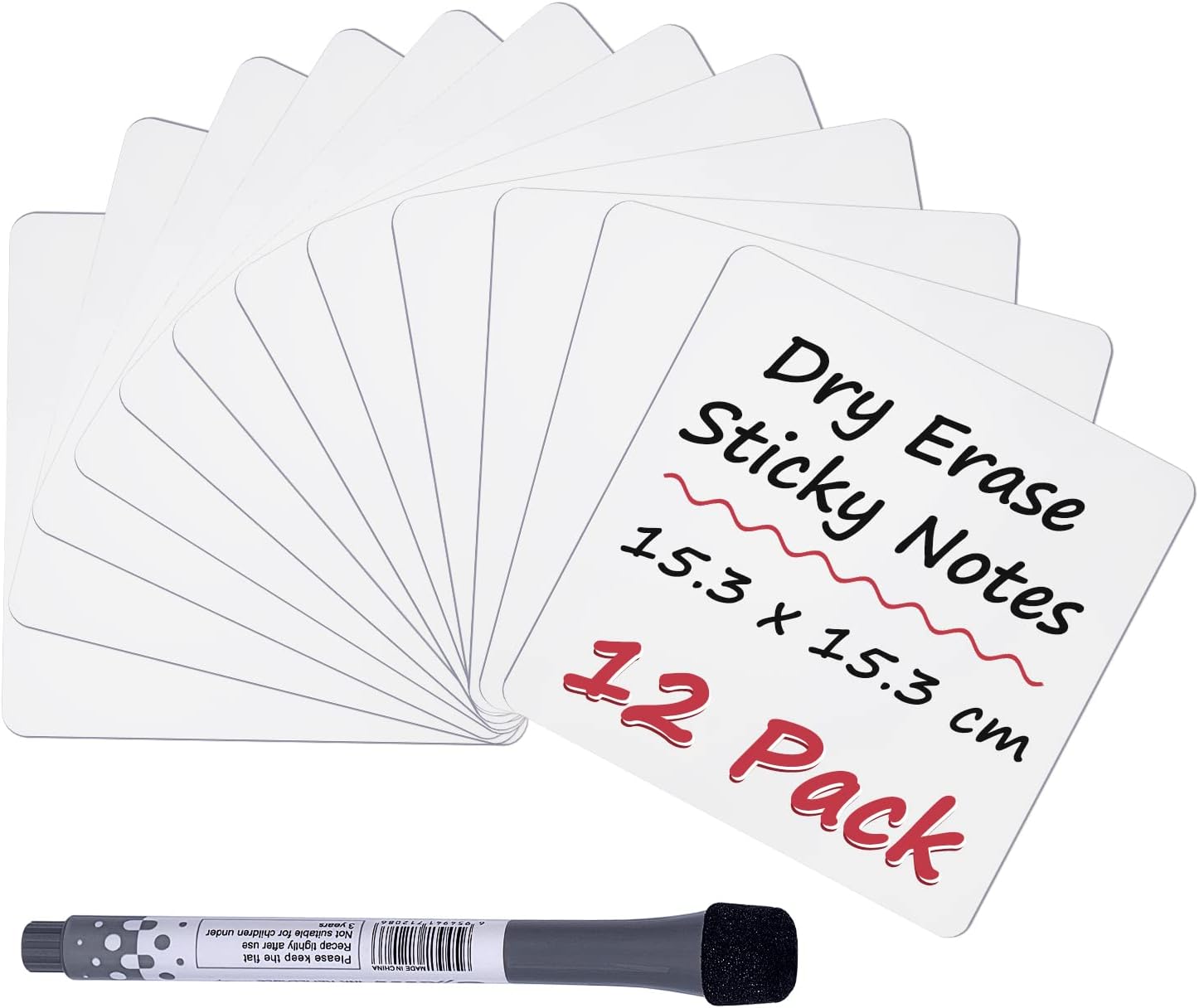 Dry Erase Stickers, 6" X 6", 12Pack Reusable Dry Erase Notes, Post Reminders