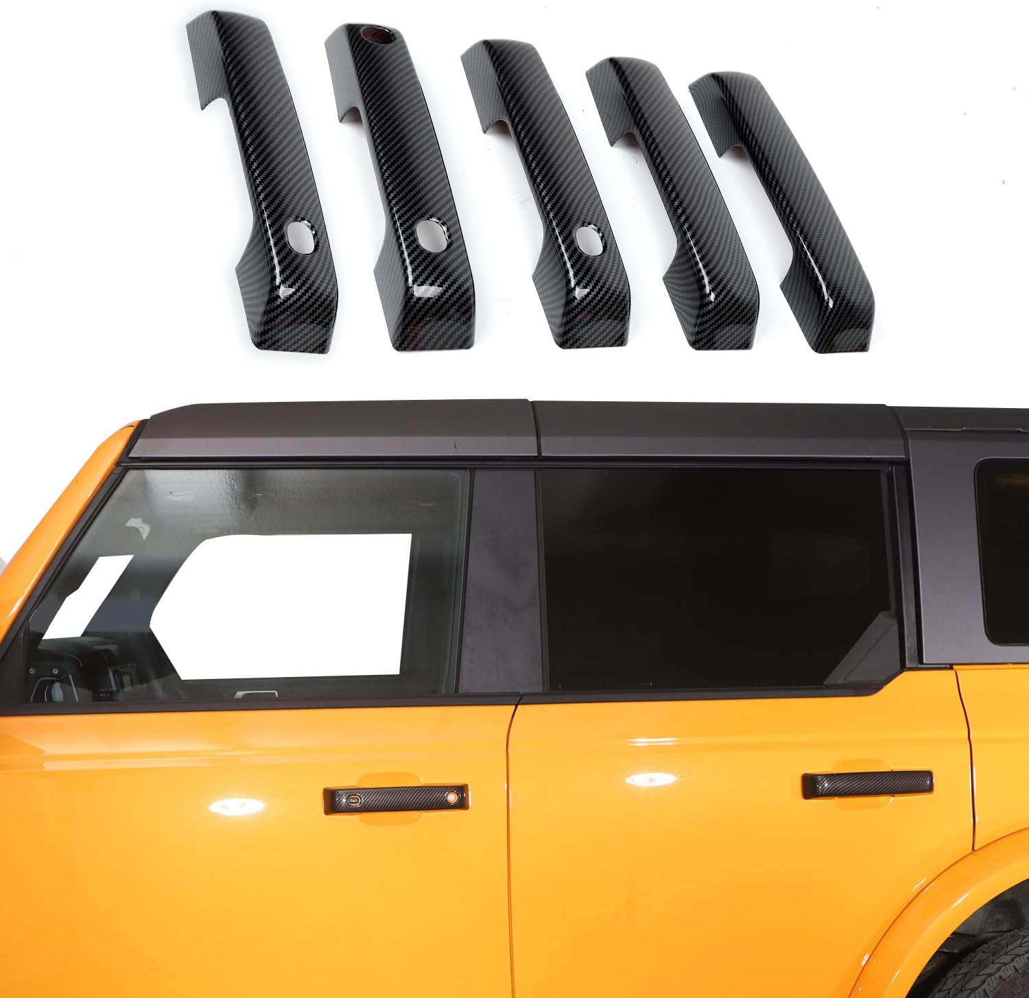 for Bronco Tailgate Door Handle Cover Trim Carbon Fiber for Ford Bronco 2021 2022 2023 2024 up Carbon Fiber Exterior Accessories 5pcs (NOT for Sport) for Bronco Tailgate Door Handle Cover Trim Carbon Fiber for Ford Bronco 2021 2022 2023 2024 up Carbon Fiber Exterior Accessories 5pcs (NOT for Sport)