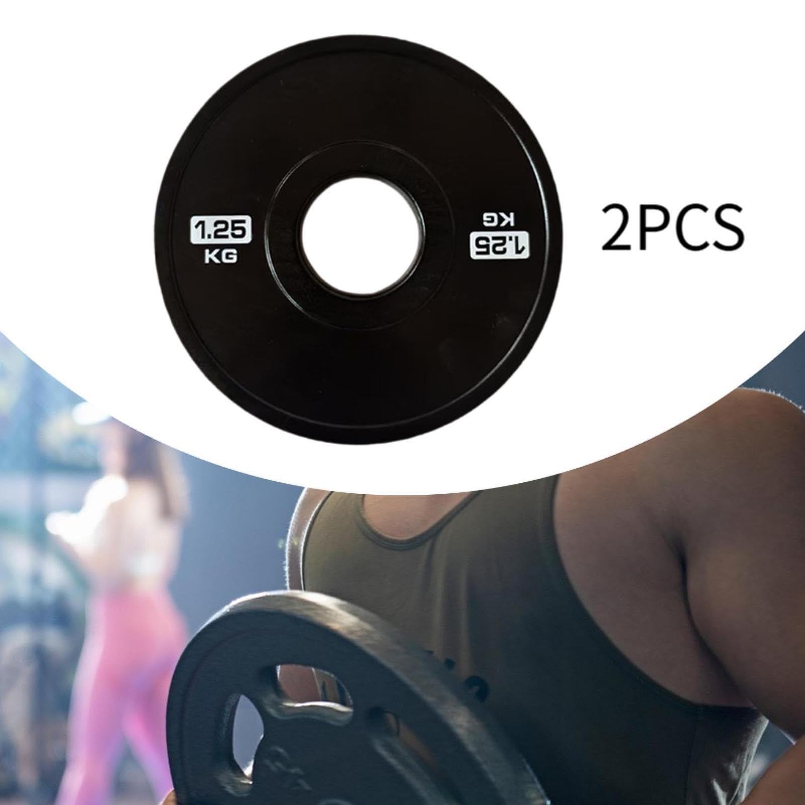 Menolana Change Plates Fits 2 inch Barbells 2Pcs Grooved Inner Side Accessory Color Coded Portable for Workouts Multifunctional, 1.25kg Black