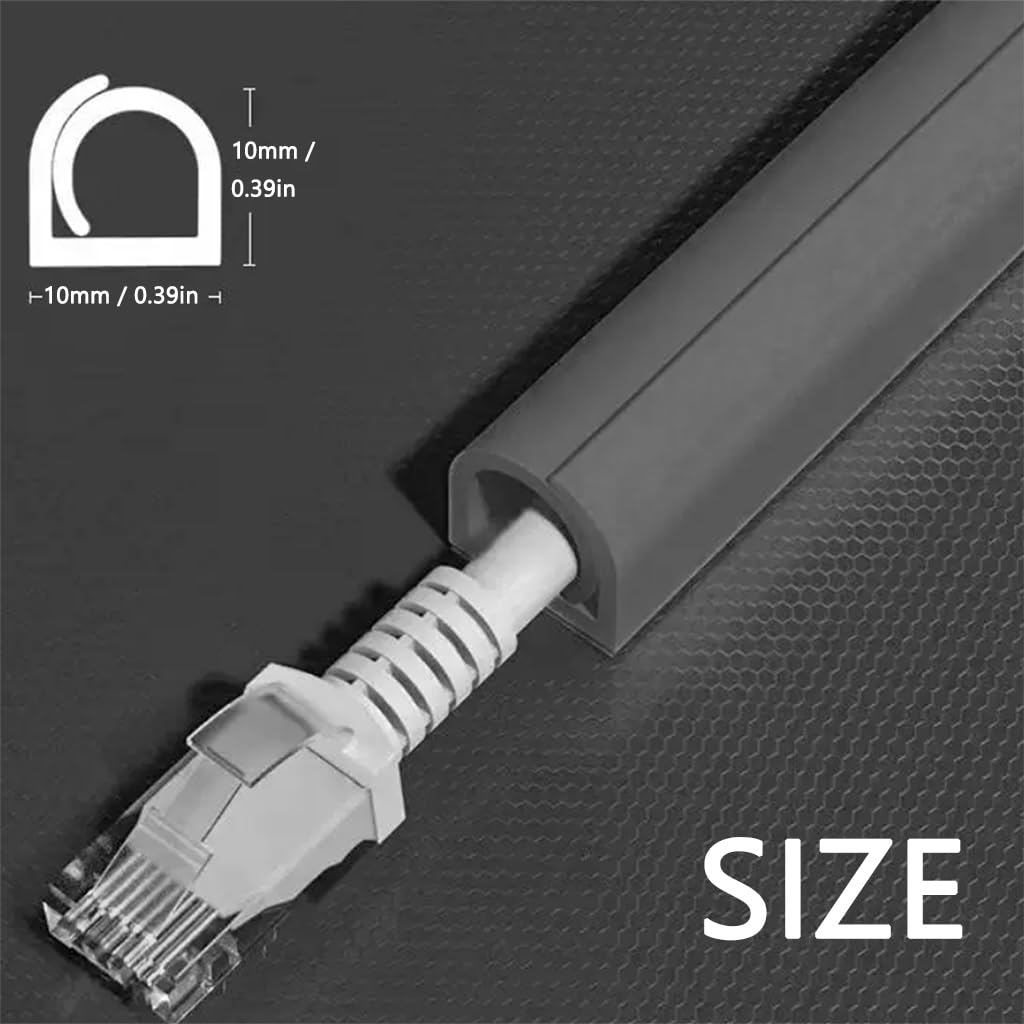 Cubrecable para Suelo De Doble Capa con Apertura Lateral, Cavidad para Cables De PVC Blando Ignífugo Y Aislante, 10 Mm De Ancho, Ocultar, Almacenar, Fijar(Negro,5m)