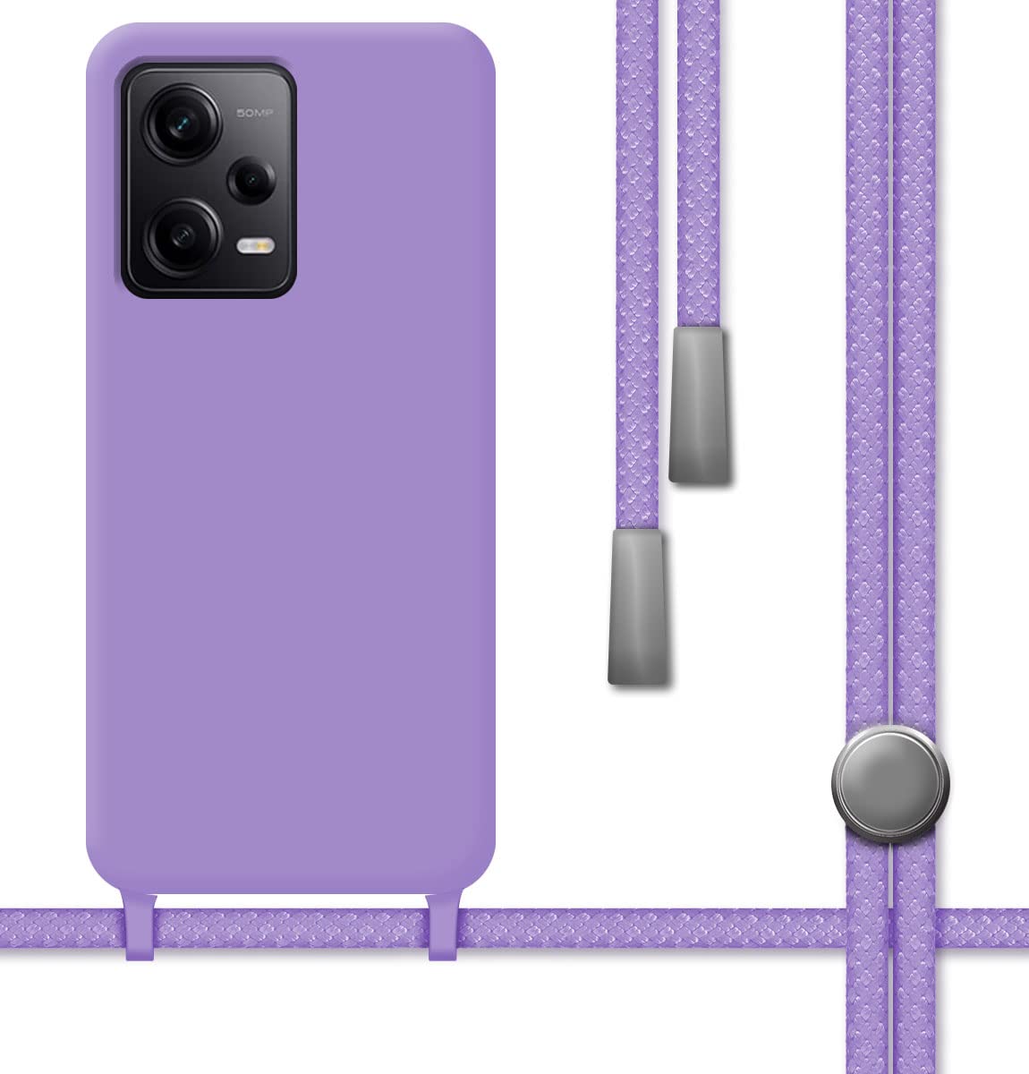 Tumundosmartphone Ciekły silikonowy futerał ze sznurkiem dla Xiaomi Poco X5 Pro 5G Kolor fioletowy