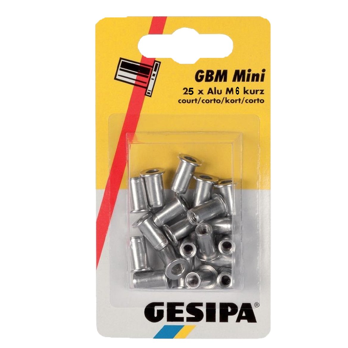 Gesipa 1464842 Blind Rivet Nuts "Polygrip" M6x9x18mm of Aluminium 25 Pieces, Silver