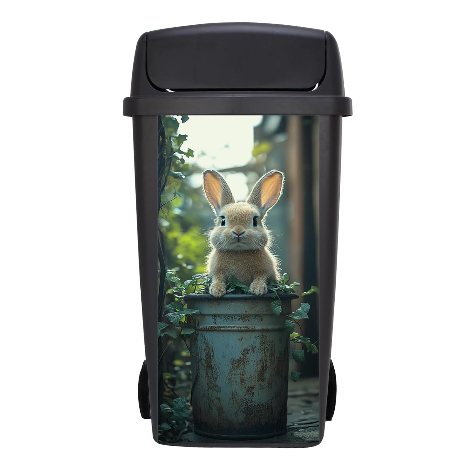 Targawerelax Wheelie Bin Stickers, Waterproof Wheelie Bins Covers Vinyl Self Adhesive Dustbin Stickers Trash Can Decorative Fridge Wrap Sticker Wall Home Decor, Cute Rabbit Animal
