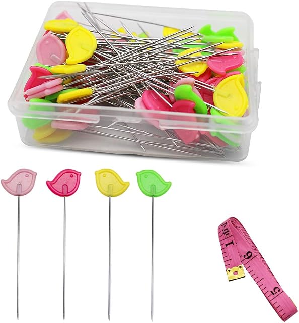 Dylan-EU 100 Pcs DIY Sewing Patchwork Pins Quilting Tool Sewing Patchwork Pins Flat Head Straight Pins (4 Colors, 5cm)