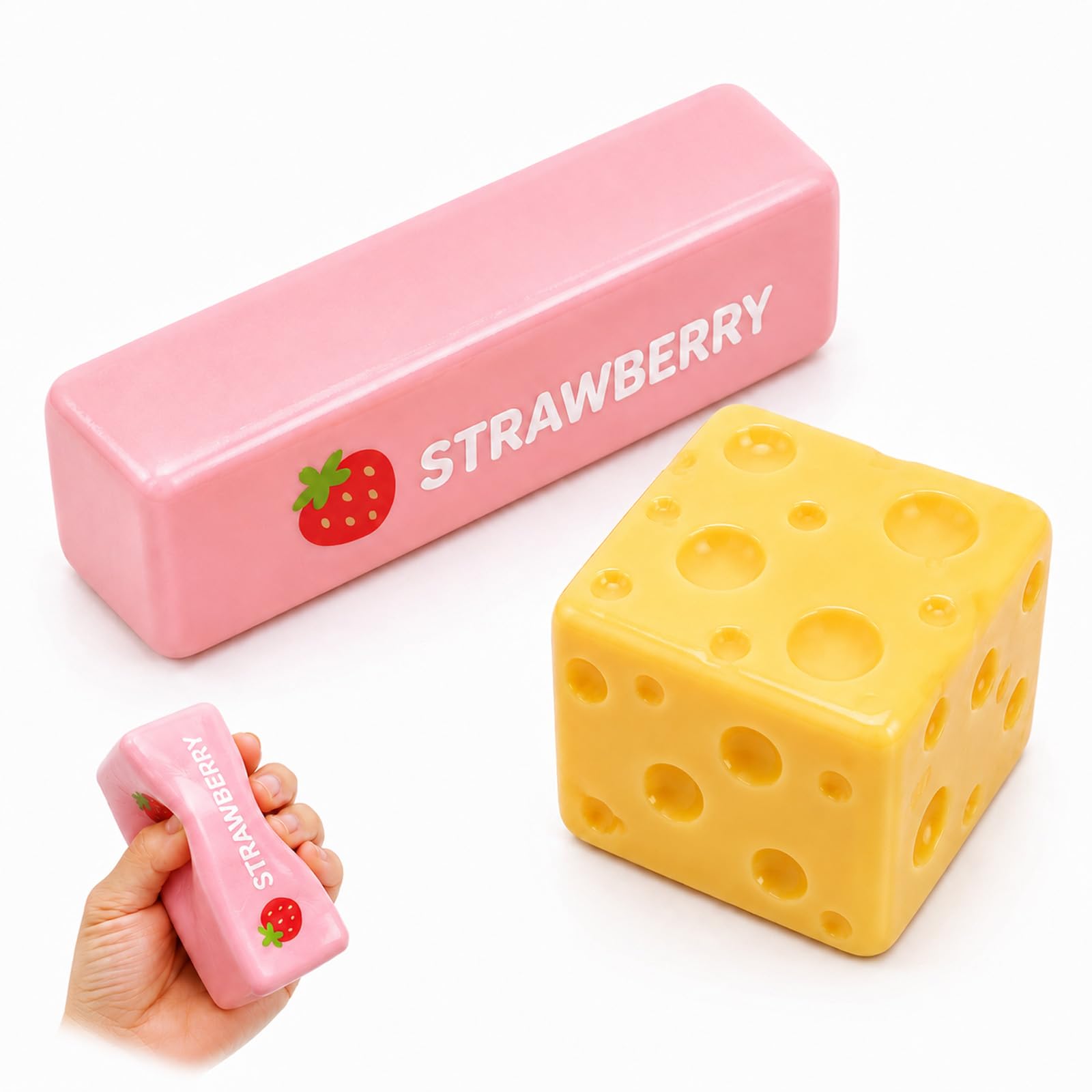 2 PCS Butter Squishy, Cheese Squishy, Squishies, Food-Shaped Decor Ornaments with Proper Size, Suitable for Home, Office Desktop, Display Collection and Daily Decoration Enthusiasts