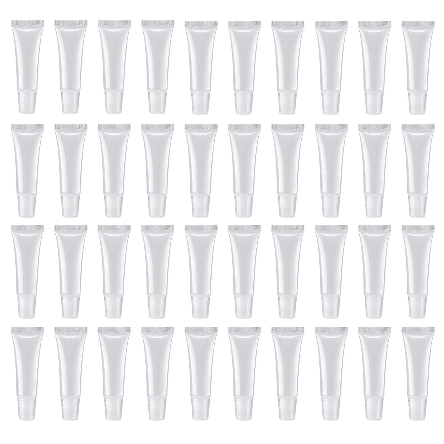 100 Pcs 10Ml Distribution Lip Gloss Tubes, Empty Clear Lotion Containers Tubes for Cosmetics DIY, Oblique Mouth