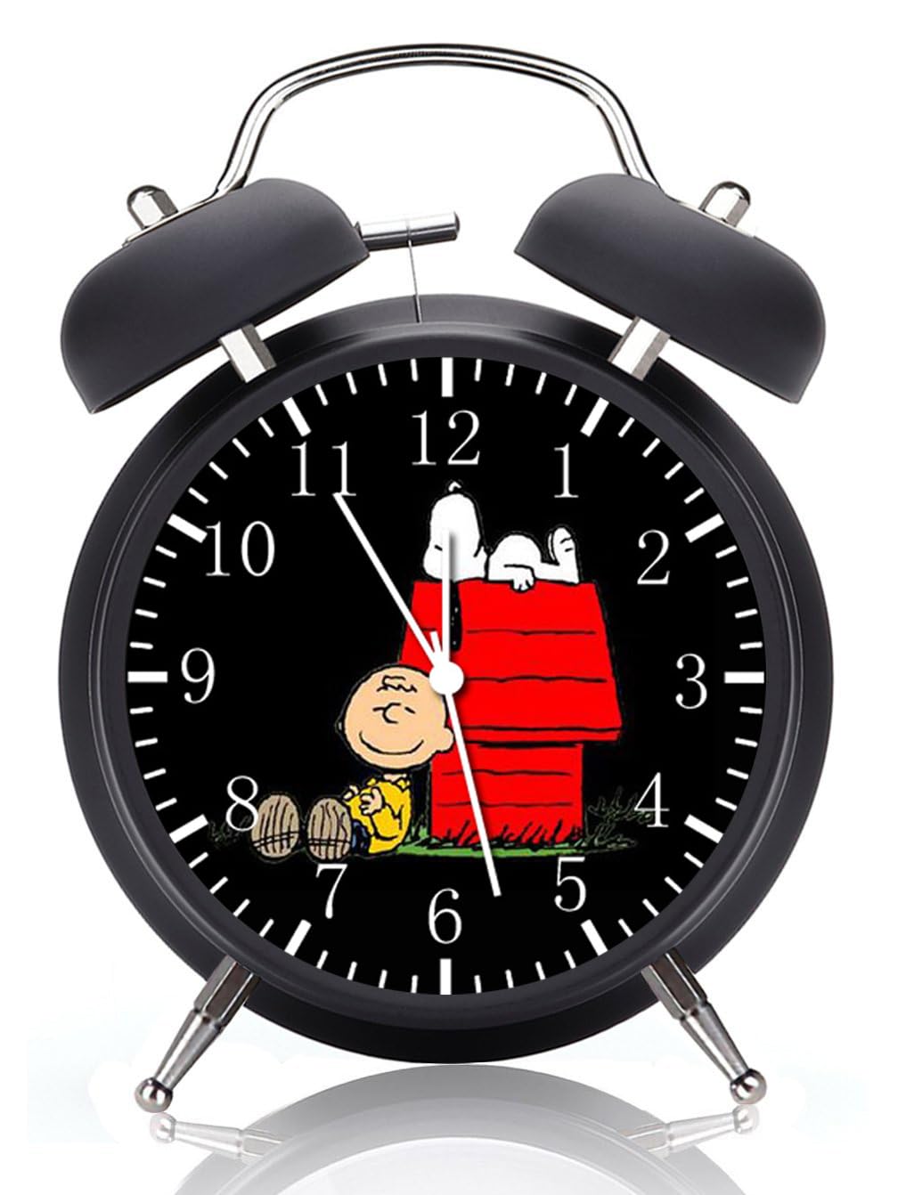 Cartoon Comic White Dog Alarm Desk Clock Twin Bell with Night Light Quite Silent Non-Ticking 4 Inches Glass Face - Great Decor for Home or Office – Best Gift Ideas for Birthday or Holidays G202