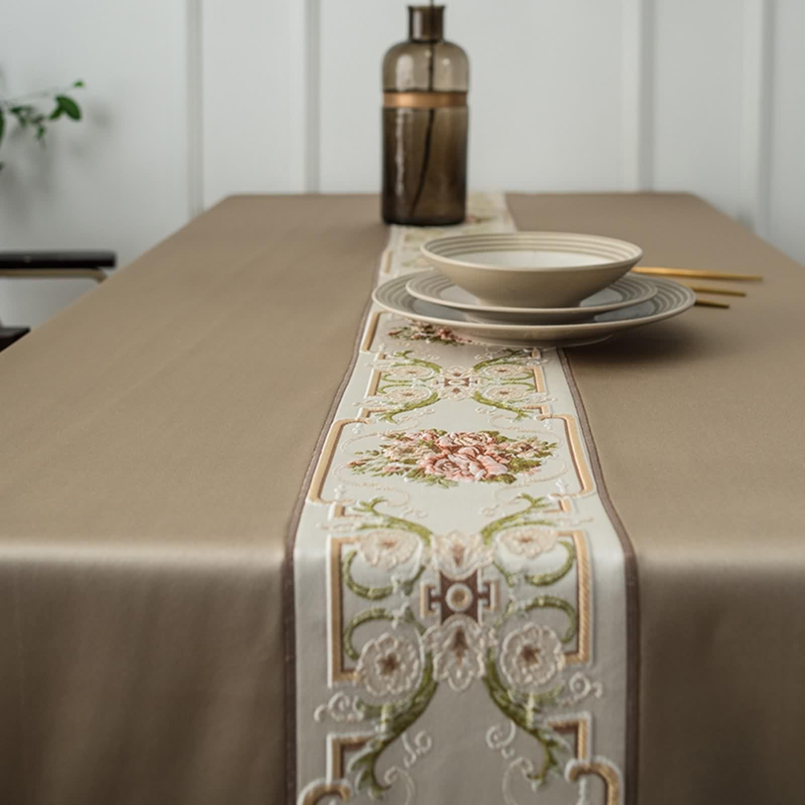 Tovaglia Tavolo Rettangolare Salotto, Tovaglia Tavolo Compleanno Caffè Poliestere Fiore Ricamato Copritavolo 140X100CM per Festa Matrimonio