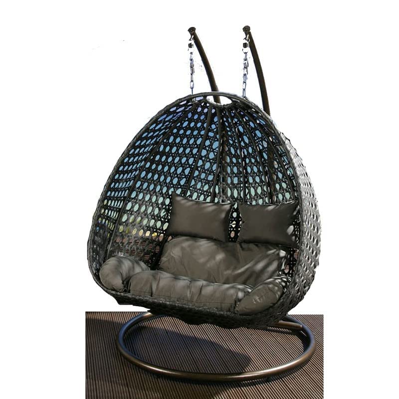 Image of Outdoor Furniture Double Seater Swing, Beautiful Swing with Stand. (Black /Dark Brown)