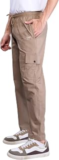 Jinxer Straight Fit Cargo Pants for Men, Utility Pockets, Stretch Cotton, Knit, Elastic Mid Waist, Formal Office,Casual We... Price In India