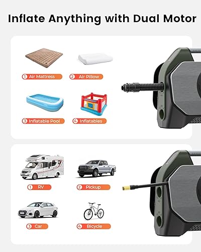 Miniatura 6 de ETENWOLF VORTEX S7 Inflador de neumáticos para vehículos resistentes, compresor de aire portátil para neumáticos de automóvil con batería de 160 PSI