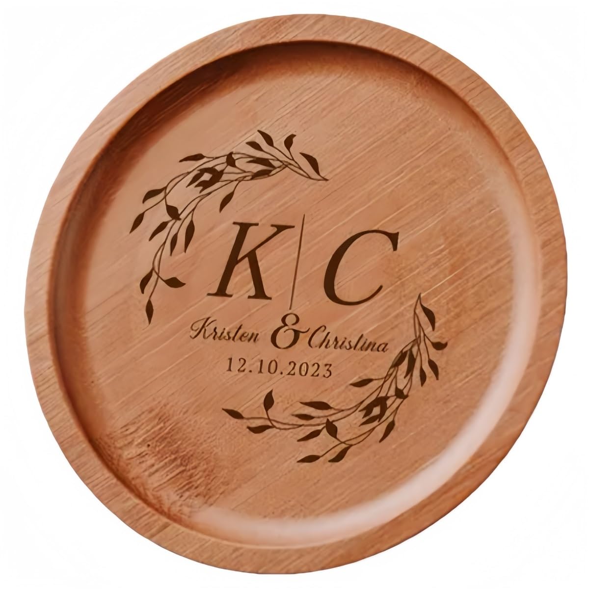 Posavasos De Madera Personalizados con Icono Grabado, Posavasos De Bambú Resistentes A Salpicaduras para Bebidas, Regalo para Aniversarios O Compromisos, Recuerdo De Despedida De Soltera(10pcs)