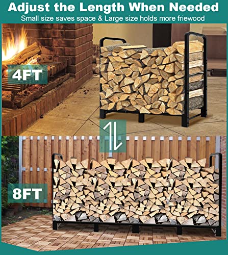 Fandature FDT-FR 8Ft Firewood Rack Adjustable Fireplace Wood Holder thumb #5