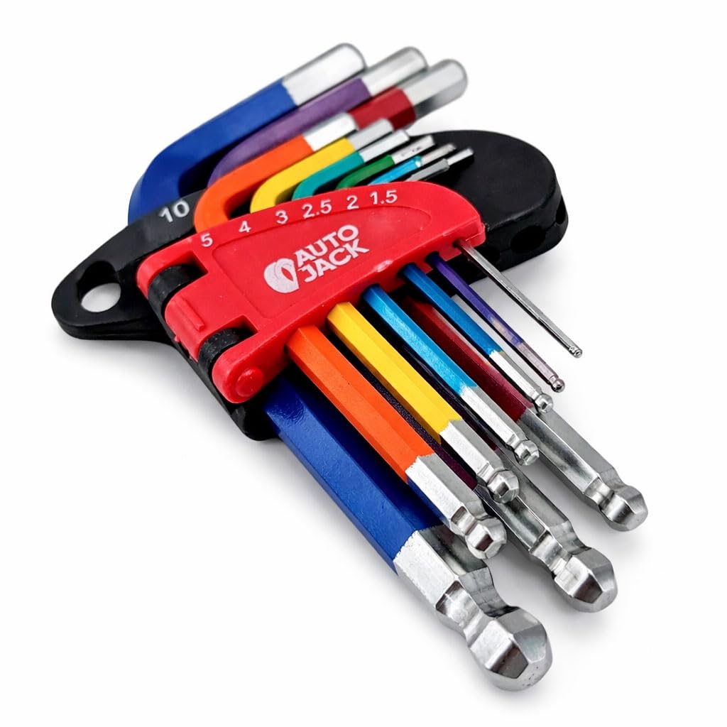 Hex Key Set 9pc – Ball End | 1.5–10mm | Colour Coded | Cr-V Steel | Holder Incl