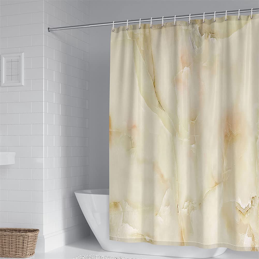 Chickwin Shower Curtains Mould Proof Resistant Washable, 3D Marble Marbling Print Shower Curtain Waterproof Bath Curtain with 12 Hooks - for Bath Tub and Shower Stall (Style 5,150x180cm)