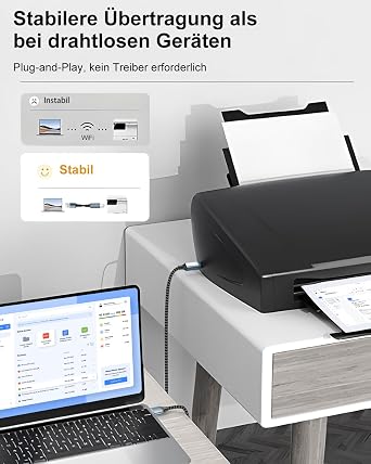 BLITEZZ Druckerkabel 5M Extrem Lang Druckerkabel USB 2.0 Scanner Kabel USB B KabelTyp A anf Typ B Drucker Draht Kompatibel mit HP Canon Brother Epson Lexmark Xerox Samsung Piano Dell usw
