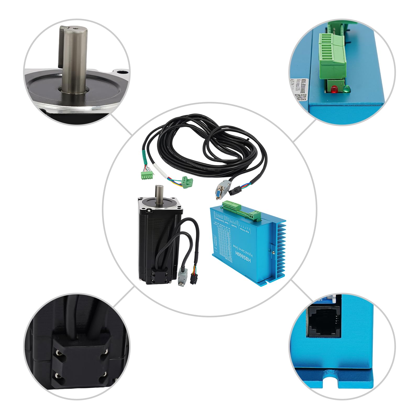 Vollständig geschlossener Schrittmotor 12Nm, 1,8Grad, 5,6 A/Phase, AC 20-80V / DC 24-100V Treiber, 8 A/Phase, Schrittmotortreiber