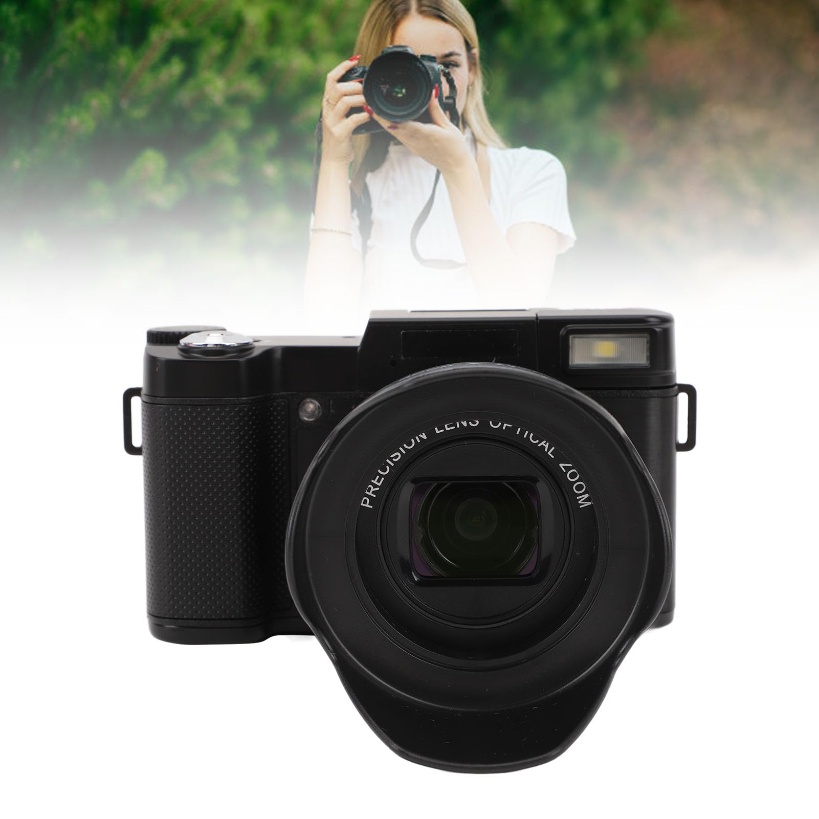 Fotocamera Digitale 4K, Fotocamera per Vlogging con Schermo Ribaltabile da 180° e Messa a Fuoco Automatica da 3,0 per Fotografia, Zoom Ottico 5X e Zoom Digitale 8X