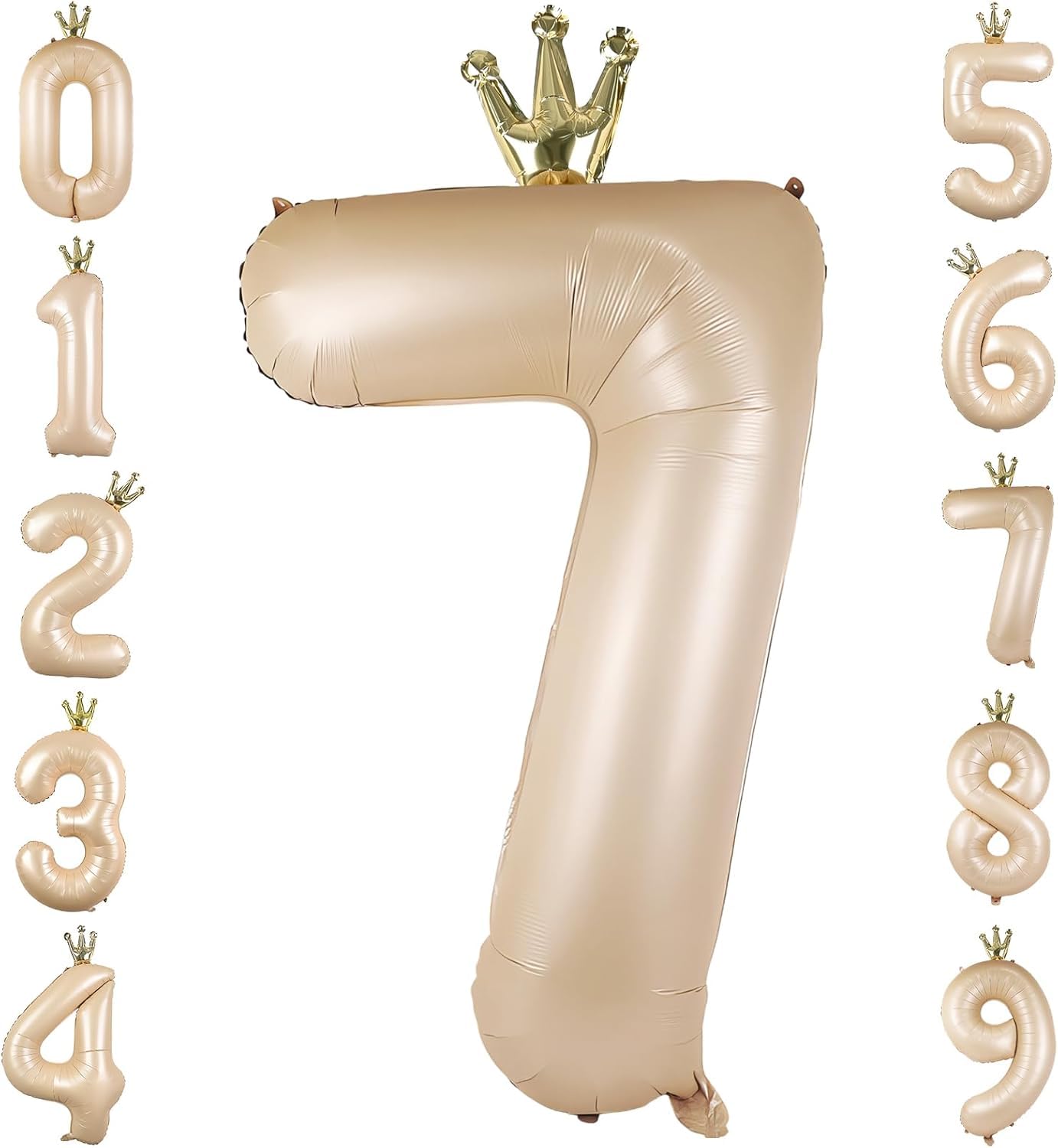 (Amazon.co.jp Exclusive) Large Number Balloons, 40 inches (100 cm), 39.4 inches (100 cm), Number Balloons, Pink Beige, Dull Color, Crown with Straw, Cute Balloons, Birthday Photography, Parties