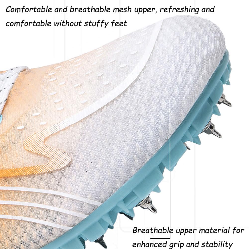 Zapatillas de atletismo con clavos Sprint, amortiguación con placa de carbono, 7 clavos, malla, transpirables, antideslizantes, ligeras, unisex, para mujer, hombre, atletismo, carreras, 35-44 EU