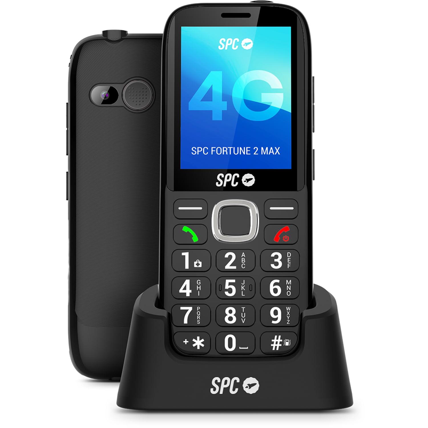 Close-up of the SPC Fortune 2 MAX phone's large 2.4-inch display, showing screen dimensions.