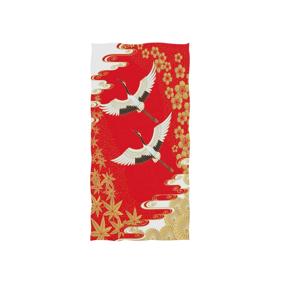 HUYGD Japanese Crane Bird Cherry Maple Soft Bath Hotel Spa Hand Gym Sport Towel 76 x 38 cm(30 x 15 Inches)