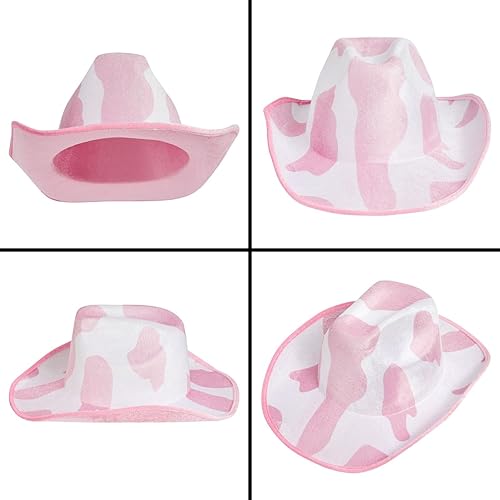 Miniatura 4 de Zodaca Sombreros de vaquero para mujeres y hombres, talla única, sombrero de vaquera con estampado de vaca rosa, espuma EVA suave y terciopelo,