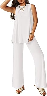 Women's 2 Piece Lounge Set 2025 Summer Casual Loose Tank Top Wide Leg Pants Matching Travel Outfits Tracksuit