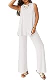 Women's 2 Piece Lounge Set 2026 Summer Casual Tank Top Wide Leg Pants Matching Travel Outfits Clothes Tracksuit