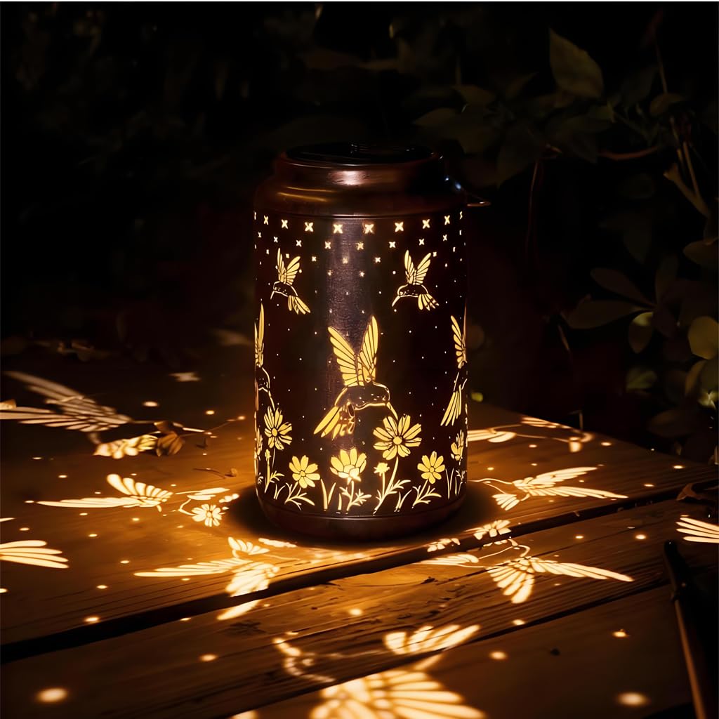 Pearlstar Women's Hummingbird Mothers Day Gifts For Mum Birthday, Garden Ornaments Outdoor Gifts For Garden Lights Presents For Her, Mum, Nan, Hanging Solar Lanterns For Outside Lawn Yard Decor