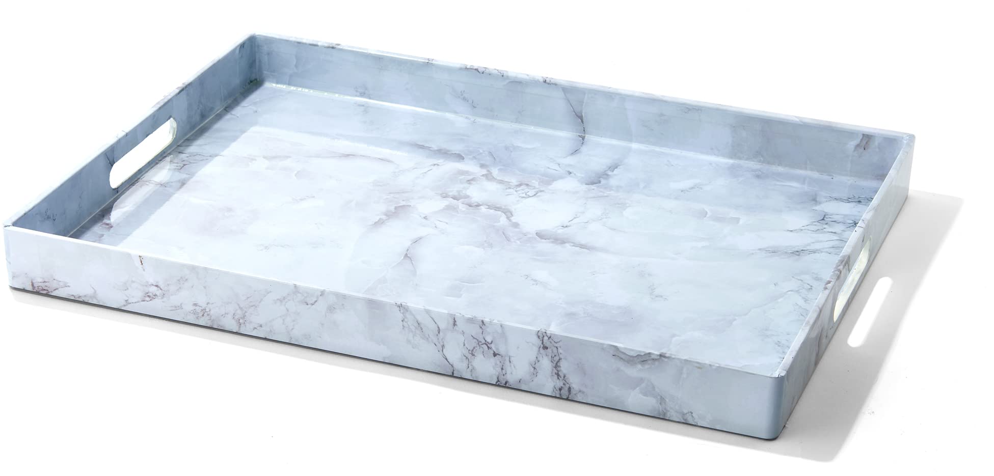 Photo 1 of American Atelier Blue Gray Rectangular Serving Tray.