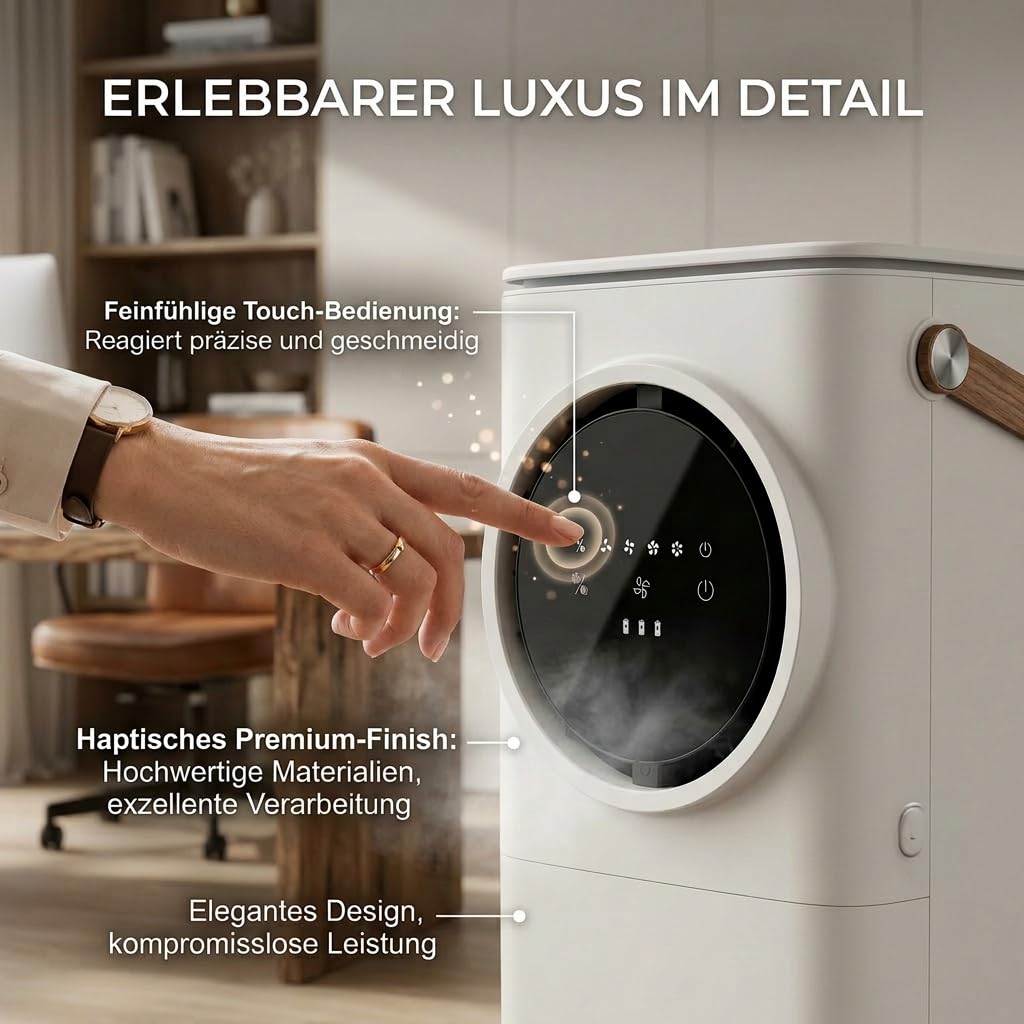 Fakir prestige TC 400 Mobiler Luftkühler kabellos - Air Cooler mit Li-Ionen-Akku, Verdunstungskühlung, Auto-Trocknungsfunktion, 4 Stufen, 24 dB(A), Dual-Befüllung, Farbe: Off-White