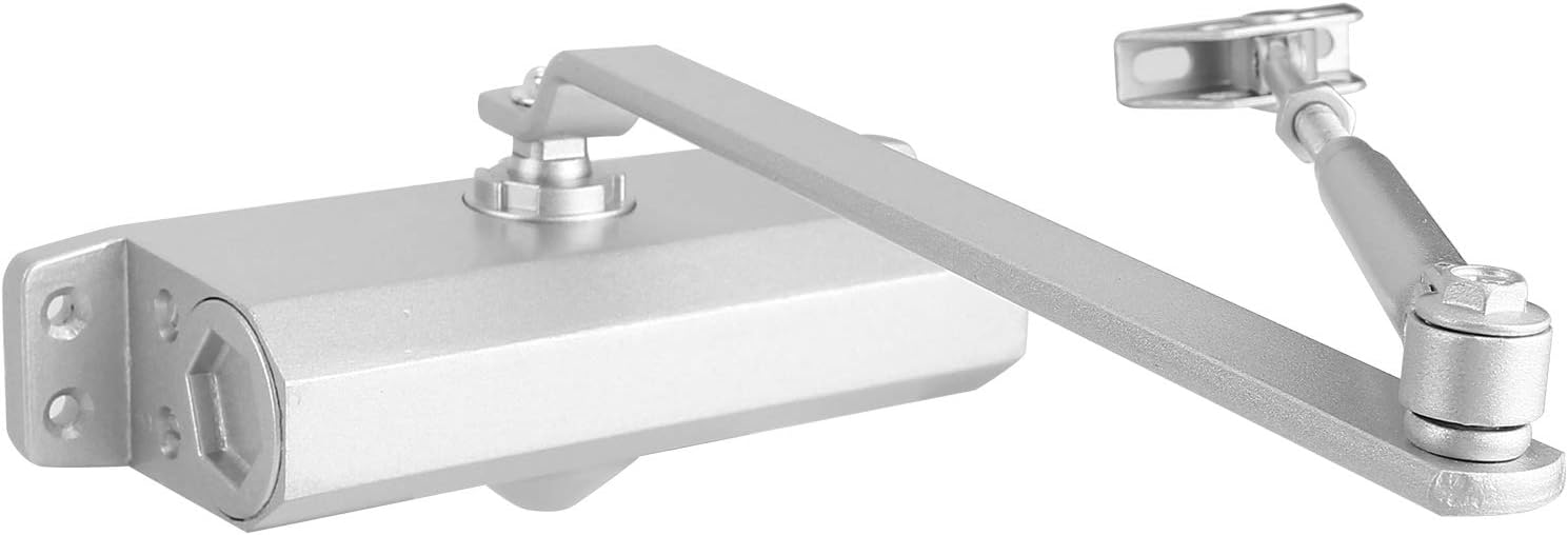 60 85kg Hydraulic Door Closer, Commercial Grade Aluminum Alloy Automatic Door Shutter, 2 Speed Control for Wood Metal Doors, Complete Rack and Pinion System