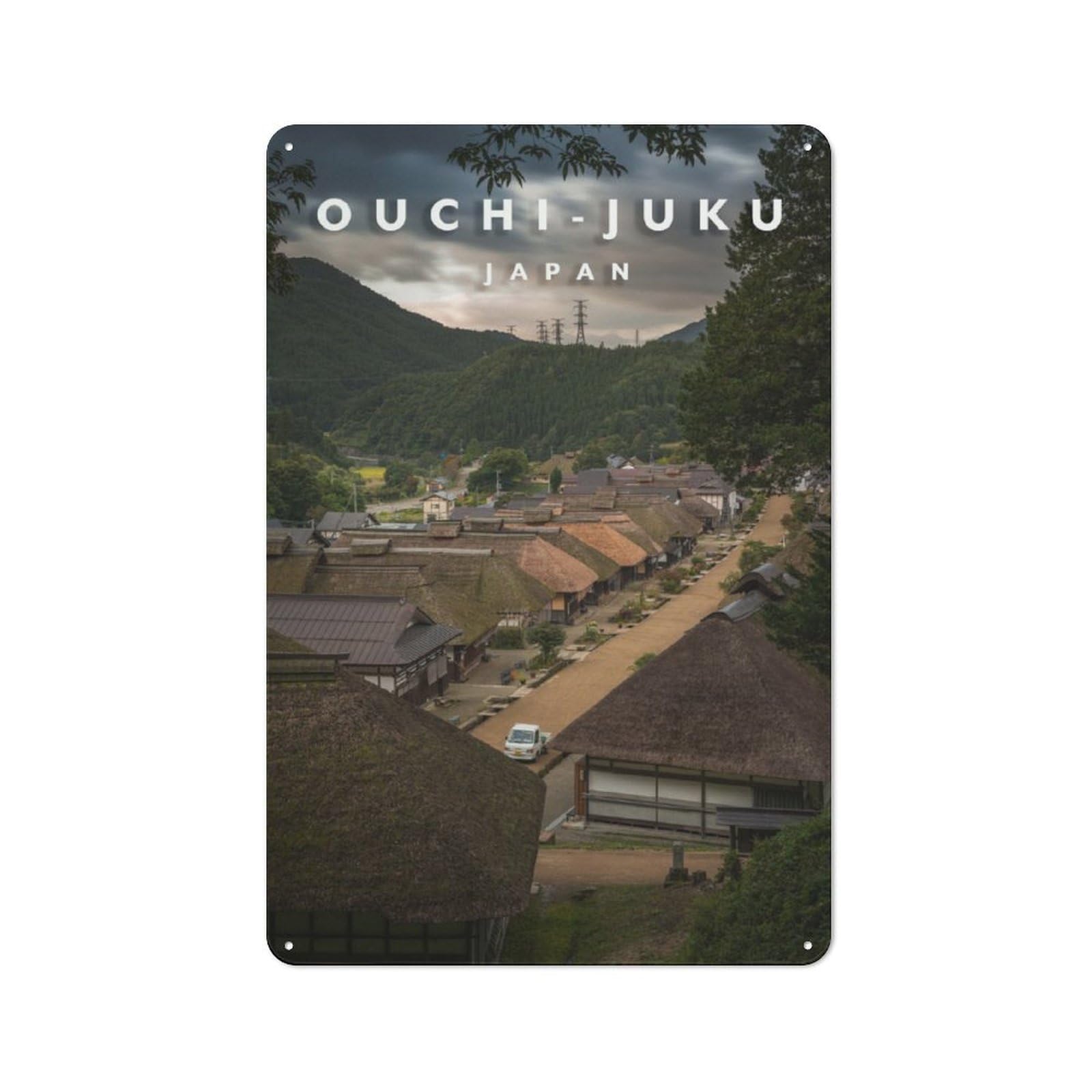 Junmoney Ouchijuku Village Retro Tin Sign 30X20cm For Garage Or Workshop, For Furnishing A New Garage And Workshop With Retro Decor