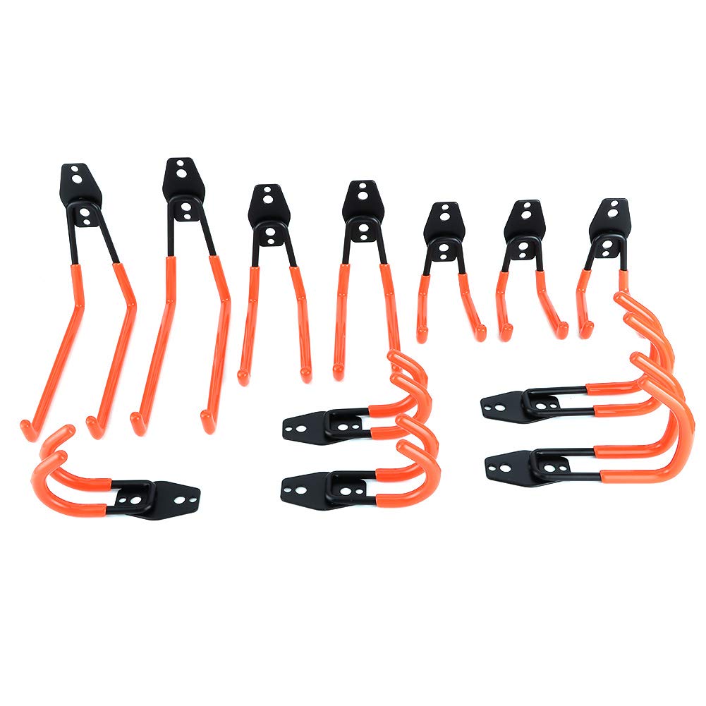 Ganci da Garage da 12 Pezzi Ganci Portaoggetti Organizzatore da Parete per Attrezzi Elettrici Corda Pala Bicicletta, Rivestimento in PVC, Supporta Fino a 88 Libbre, per Officina Garage, Ferro