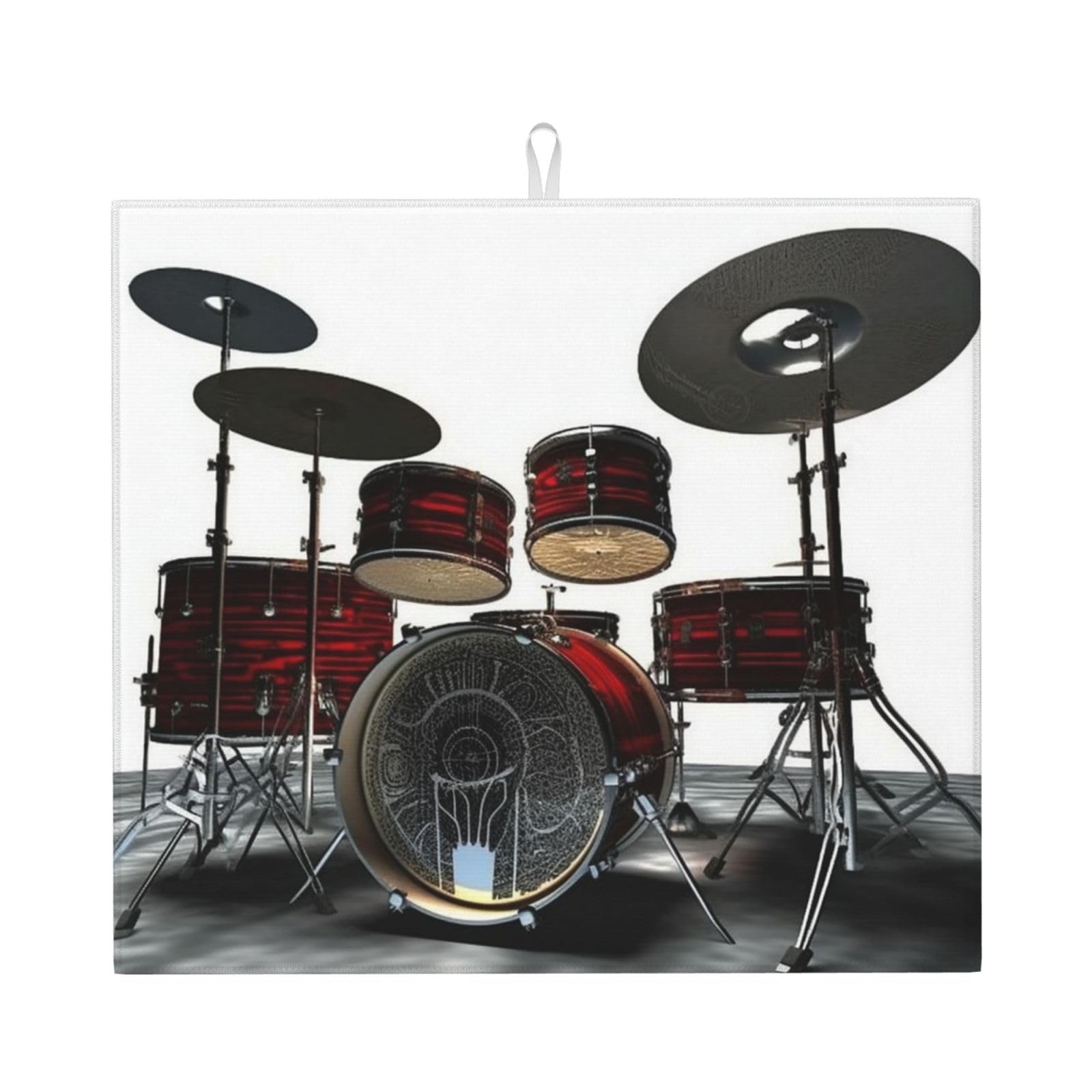 Cool Drum Set Dish Drying Mat for Kitchen Counter 18x16 Inch Microfiber Dish Drying Pad Absorbent Dishes Drainer Mats for Kitchen Countertops Sinks Draining Racks