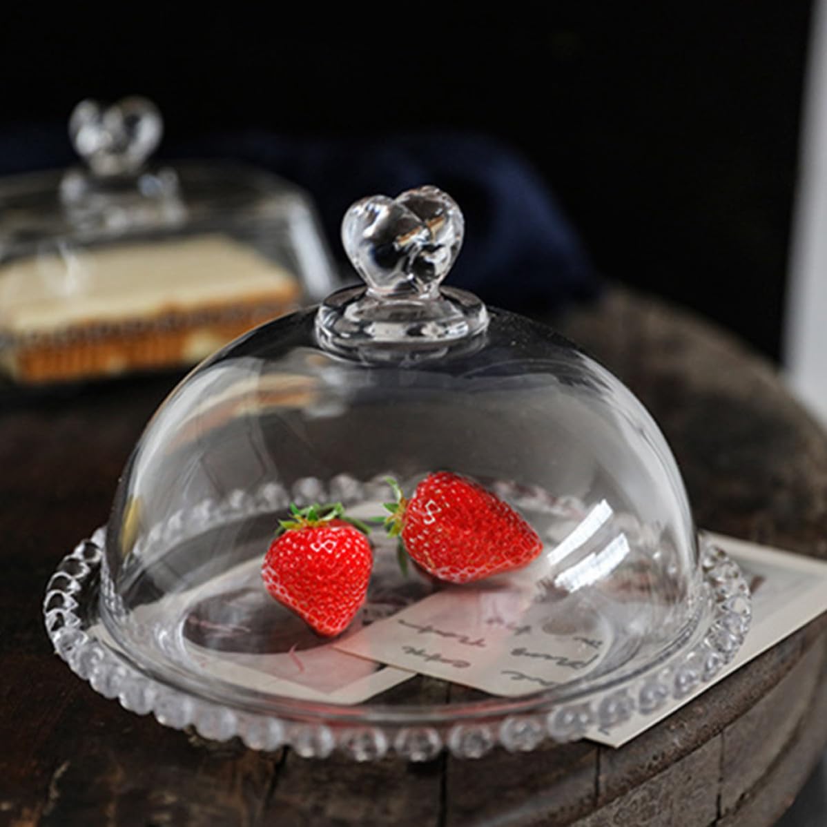 Halloween Mottoparty Glas Tortenteller Rund mit Haube für Kuchen